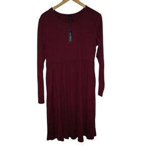 DB Moon Casual Midi Long Sleeve Dress With Pockets
